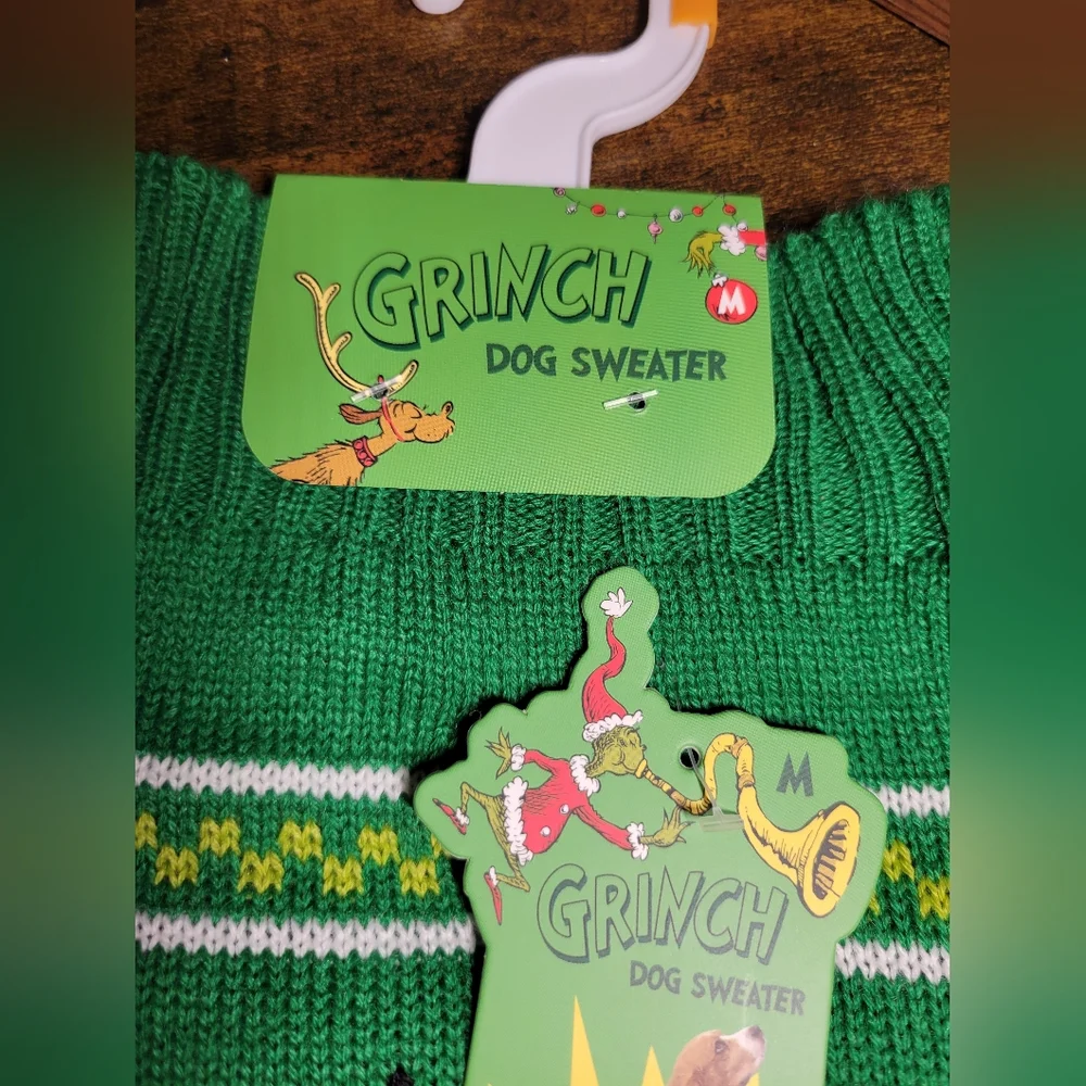 Dr Seuss Green Grinch Dog Sweater Stink stank stunck medium